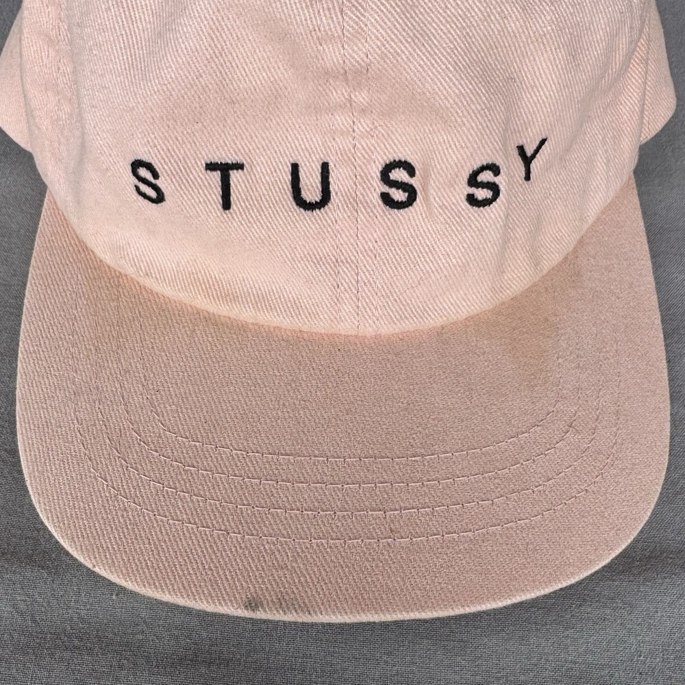 Stussy Pink Cotton Blend Baseball Cap OSFA Adjustable Strap Embroidered Logo Hat - Picture 4 of 7